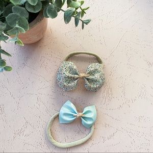 4/$20 Set of 2 Small Shop Blue Baby Girl Bows